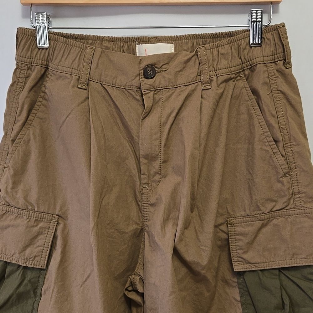 Anthropologie Tan Cargo Parachute Pants Size 28 Bungie Ankle - Picture 4 of 16